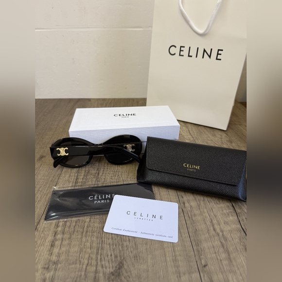 Celine Triomphe Oval Black Sunglasses - Picture 3 of 11